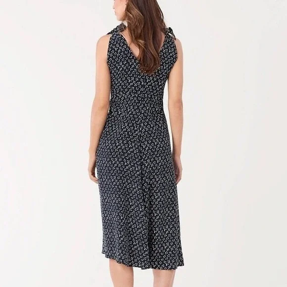 Diane Von Furstenberg Emma Crepe-Blend Midi Dress Size 8 Tie Shoulder Sleeveless - Picture 2 of 11
